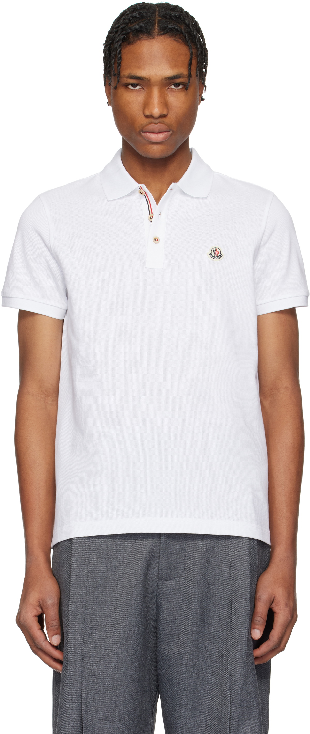 Moncler Logo Patch Polo (White)