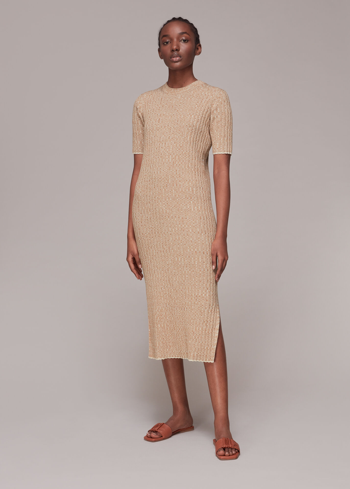 COS Ribbed Knit Midi (Oatmeal)