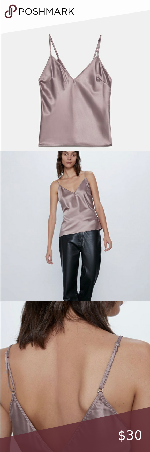 Zara Satin Cami Top (Champagne)